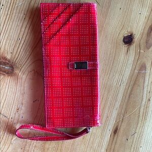Red Checkered wristlet bag